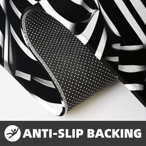 JxWCher Black and White Lines Print Kitchen Mats