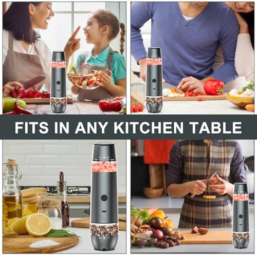 Electric Salt and Pepper Grinder Set with Dual Heads