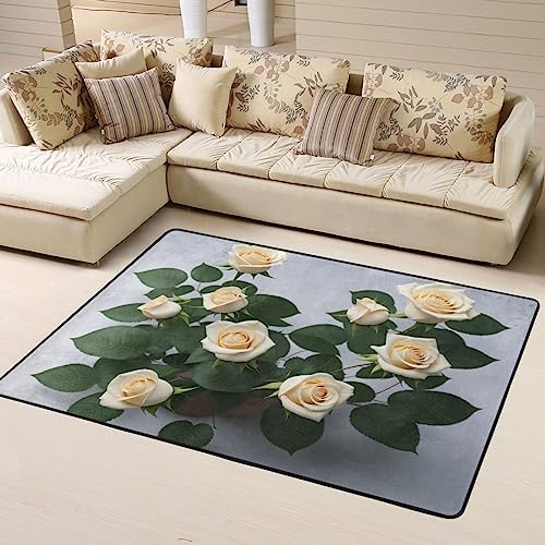 White Flowers Floor Mat