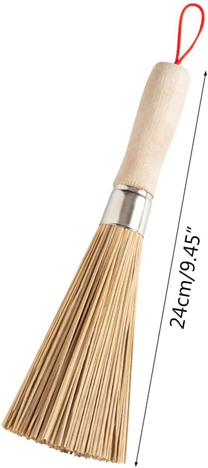 Long Handle Bamboo Pan Brush Non-Stick Kitchen Cleaning Tool with Lanyard Design