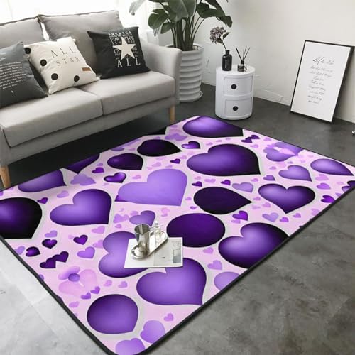 Fashional Purple Heart Print Non-Slip Floor Mat