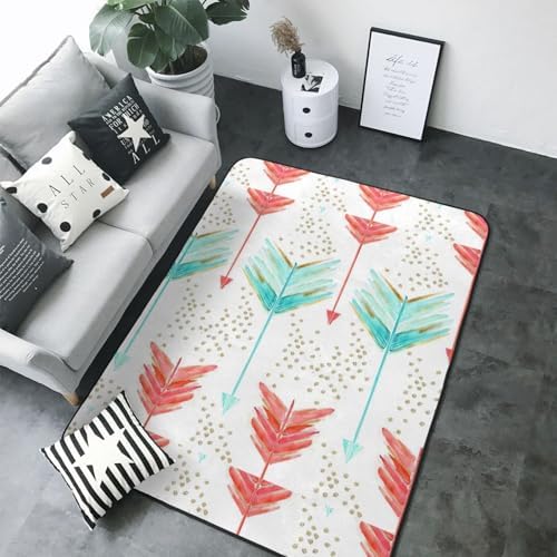 Coral Teal Arrows Non-Slip Floor Mat