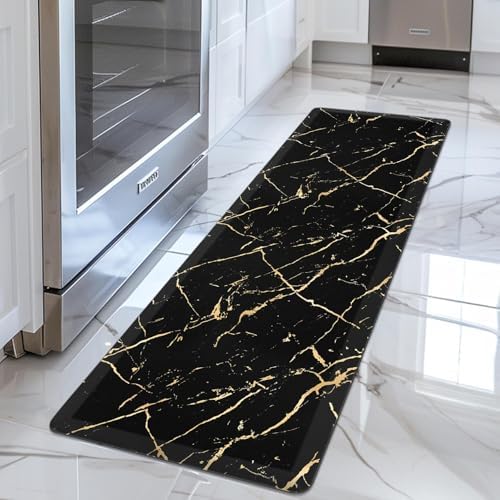 Gold Foil Marble Kitchen Mat Anti Fatigue 173x59 Inch