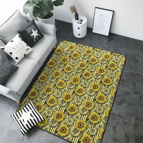 Breaux Bees Sunflowe Print Non-Slip Floor Mat