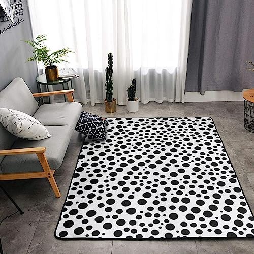 Black White Dots 63x48in Floor Mat