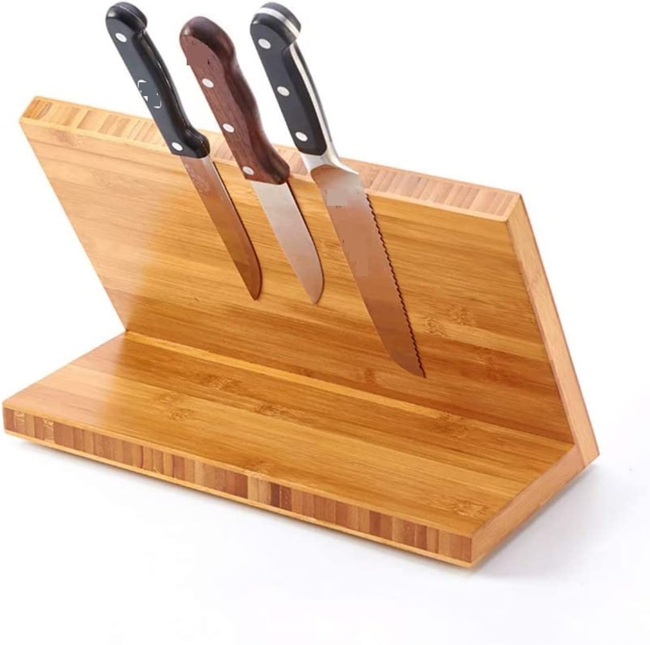 Magnetic Slanted Knife Block Wood Universal Holder
