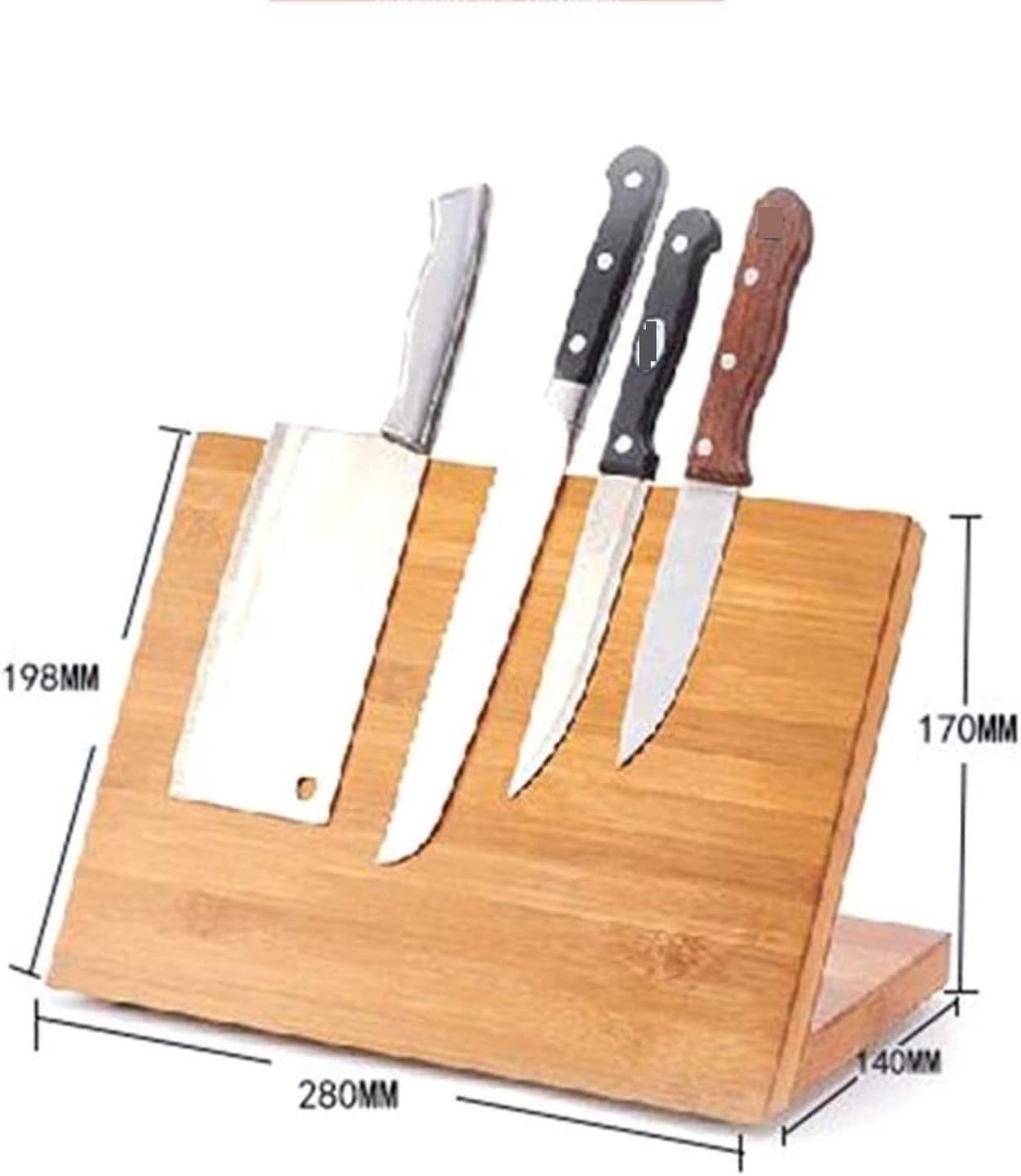 Magnetic Slanted Knife Block Wood Universal Holder