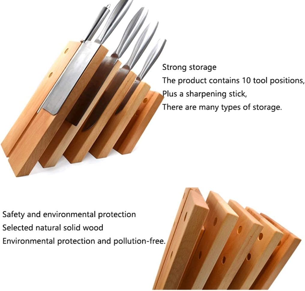 Sturdy Solid Wood Kitchen Knife Holder with Anti-Slip Base