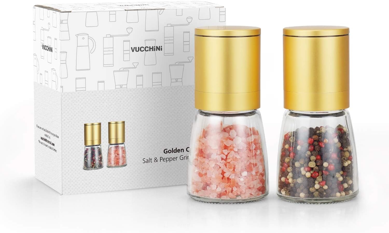 Vucumber Gold Pepper Salt Grinder