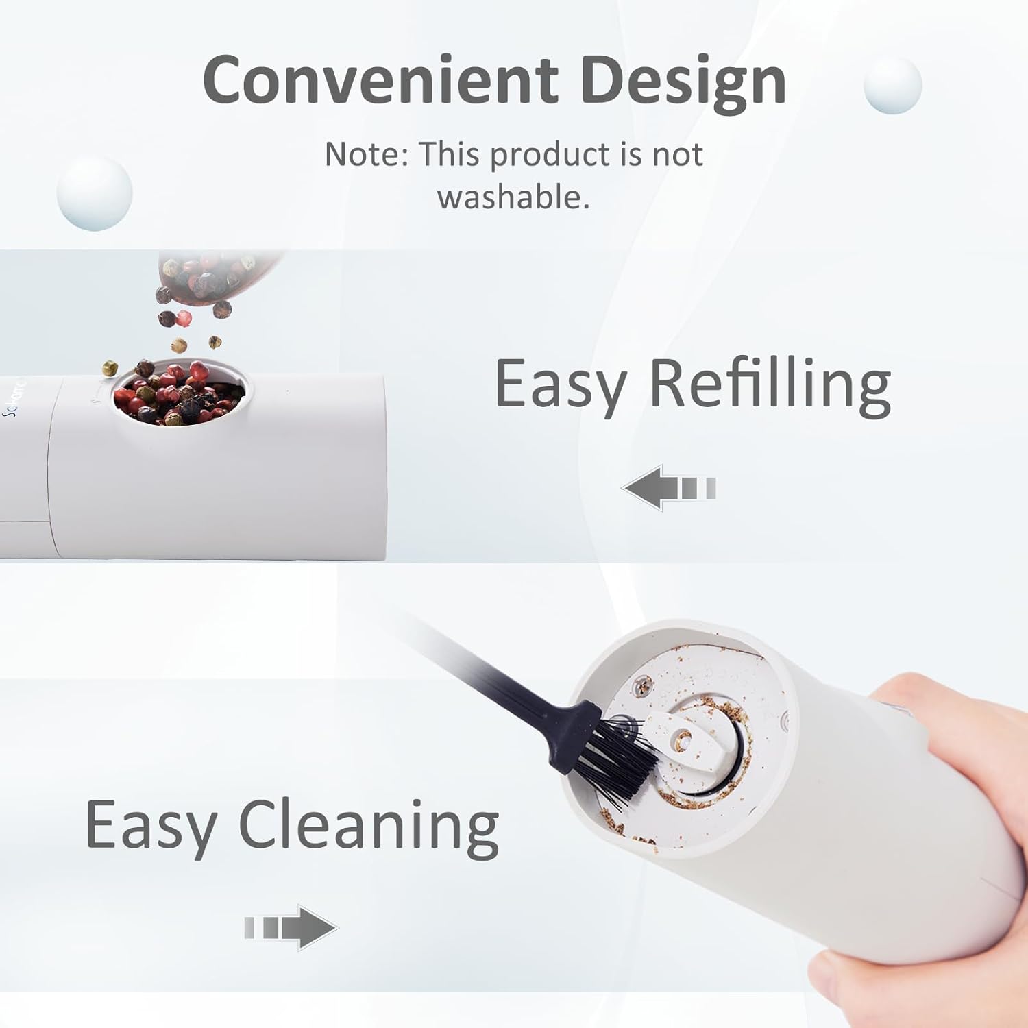 Adjustable Coarseness Rechargeable Salt Pepper grinder Set with LED Lights