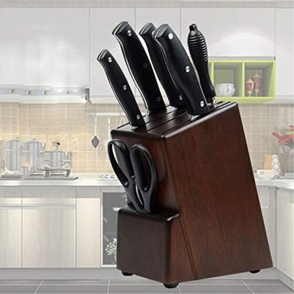 High-Quality Walnut Kitchen Knife Holder Durable Space-Saving Storage Solution