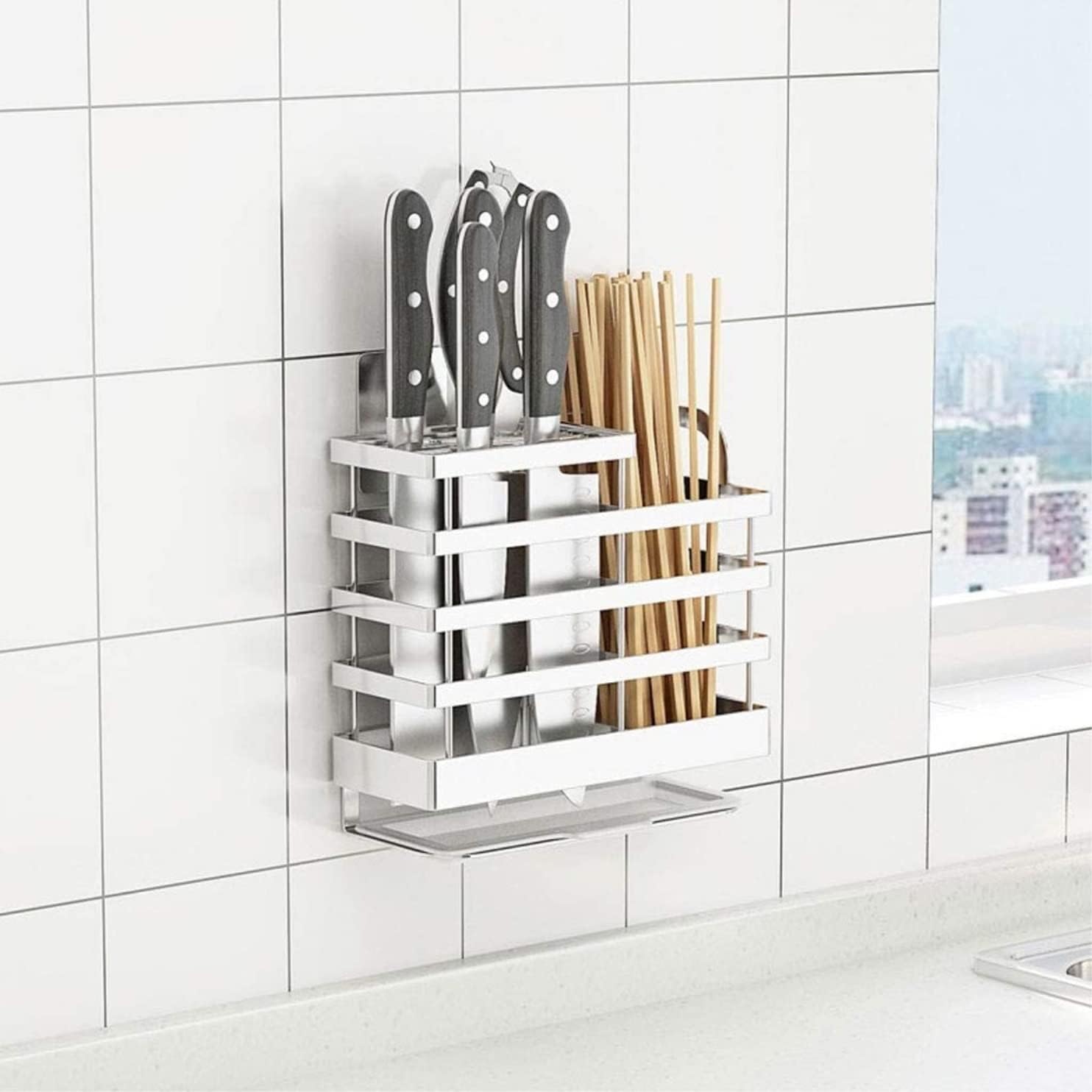Sturdy Kitchen Knife Holder with Eco-Friendly Drain Pan