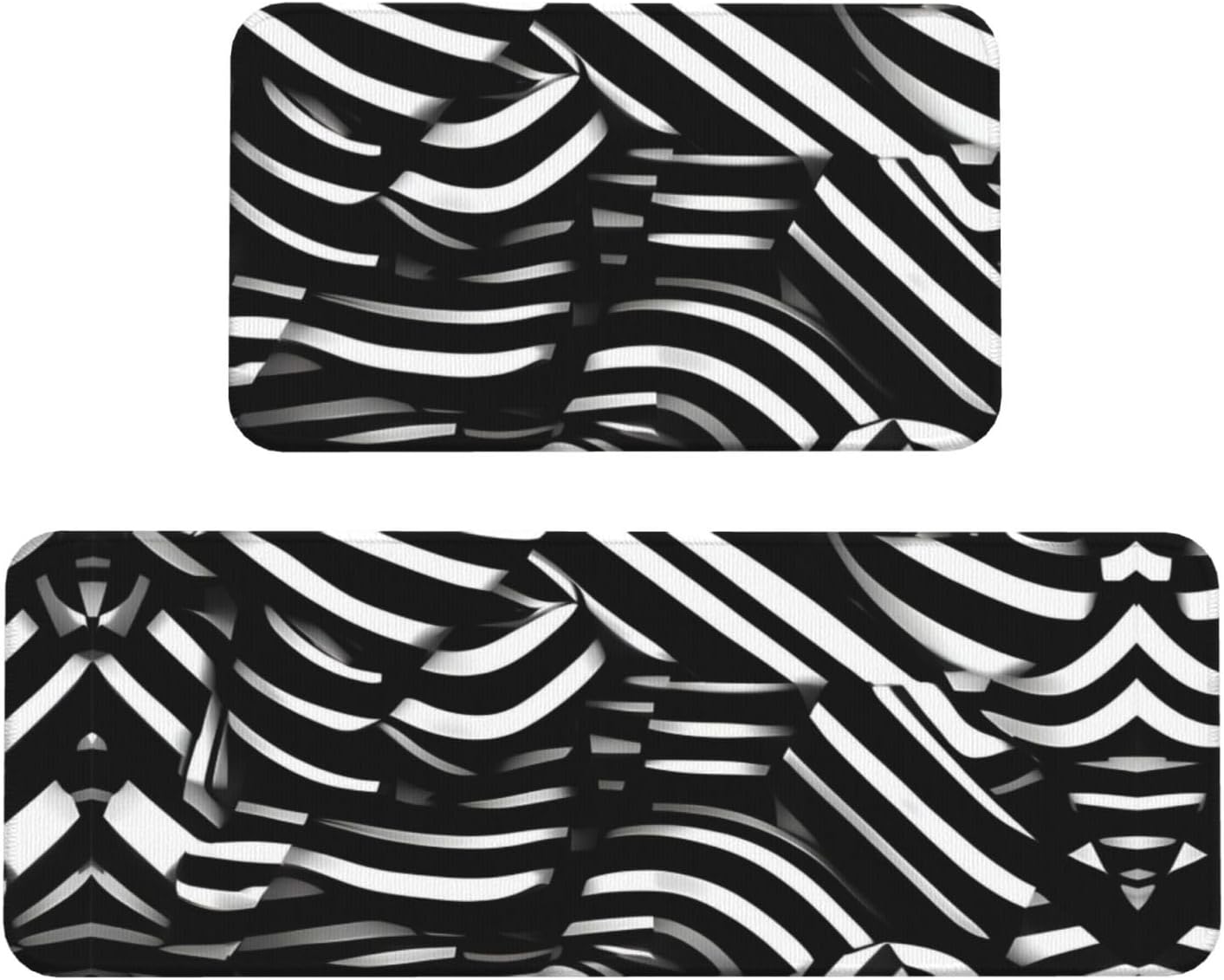 JxWCher Black and White Lines Print Kitchen Mats
