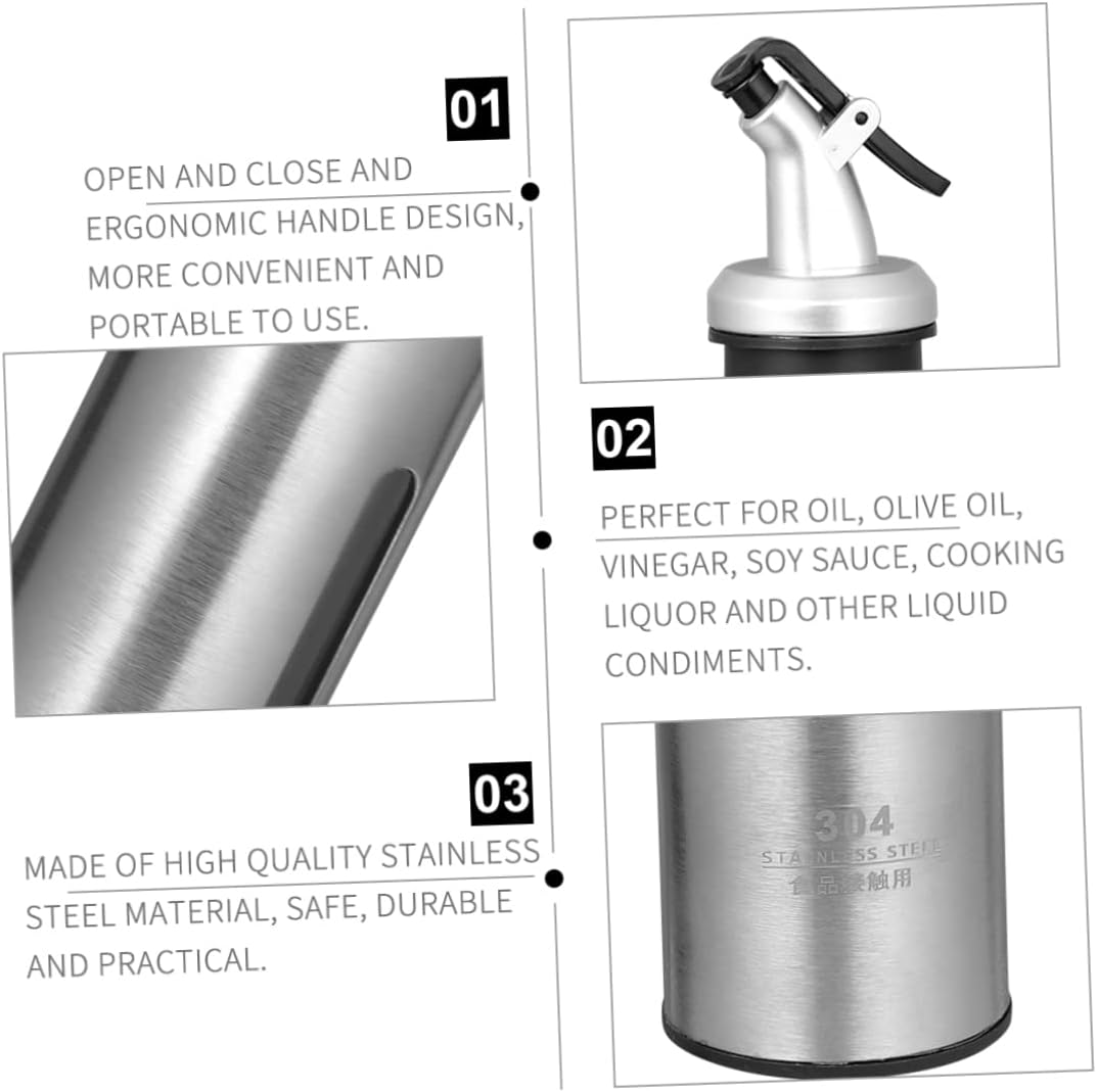 CIYODO 304 Stainless Steel Oil Dispenser 250ml Leak-Proof Kitchen Condiment Bottle