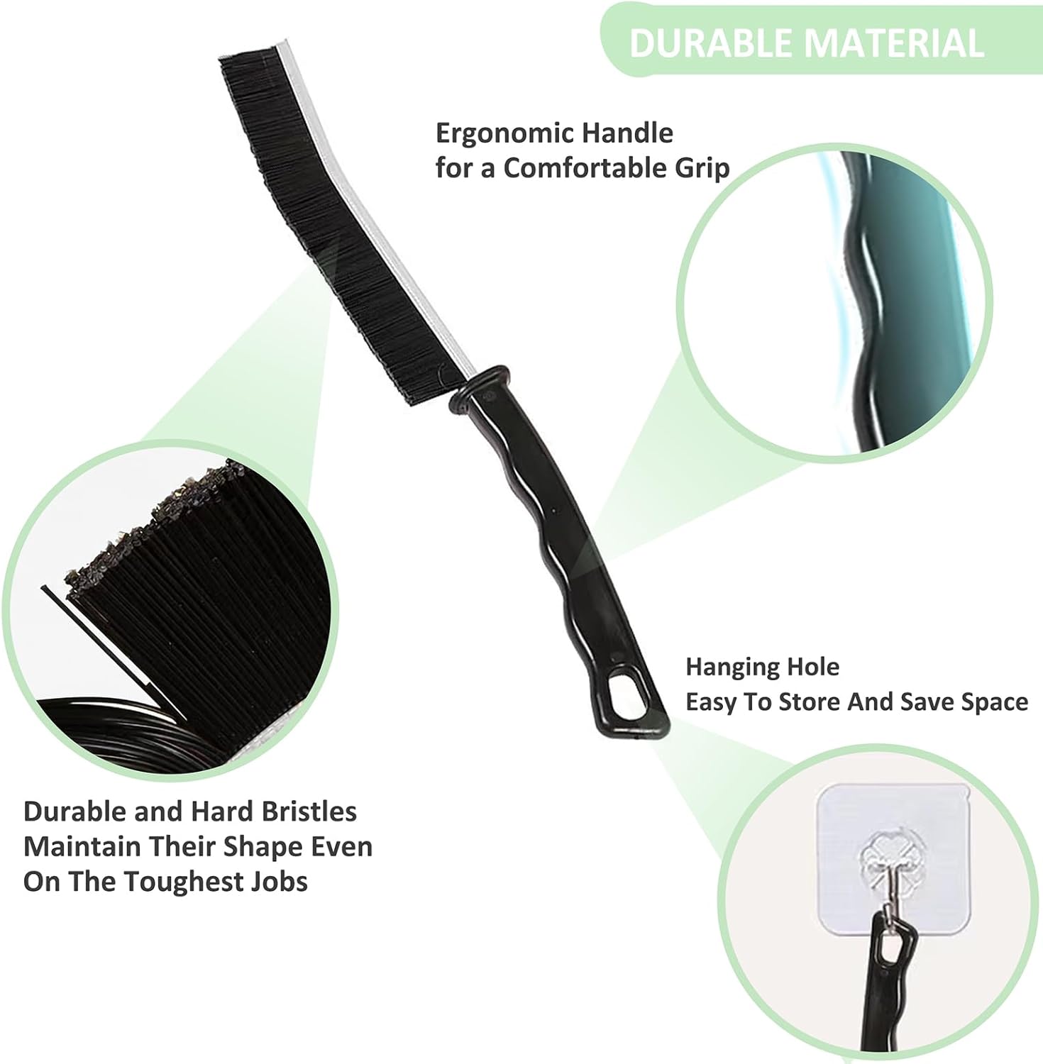 3-Piece Hard Bristle Crevice Cleaning Brush Set USA