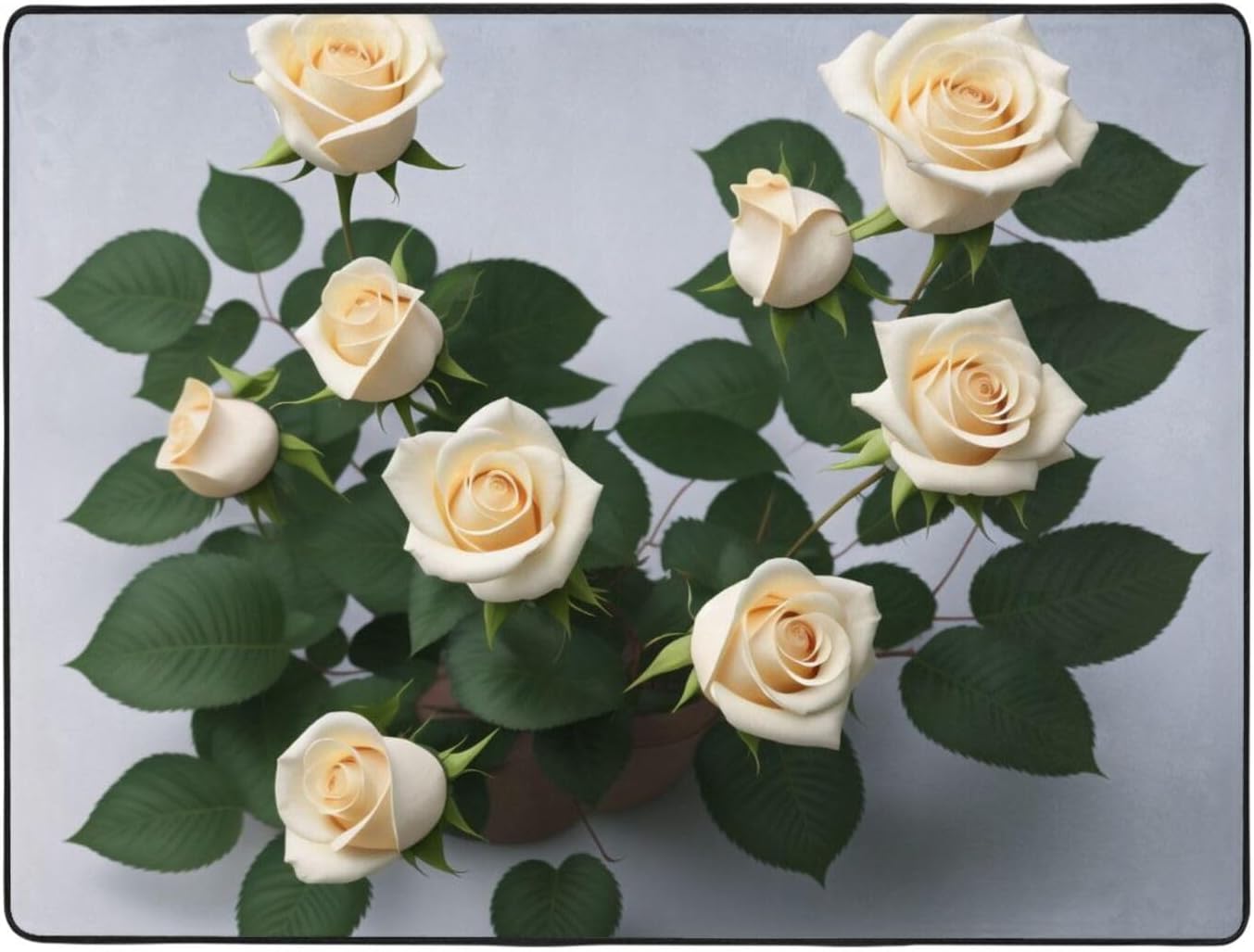 White Flowers Floor Mat