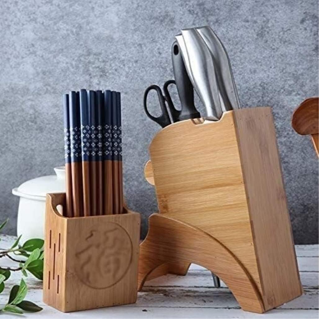 ZAEGO Bamboo Knife Block Holder for Counter 1