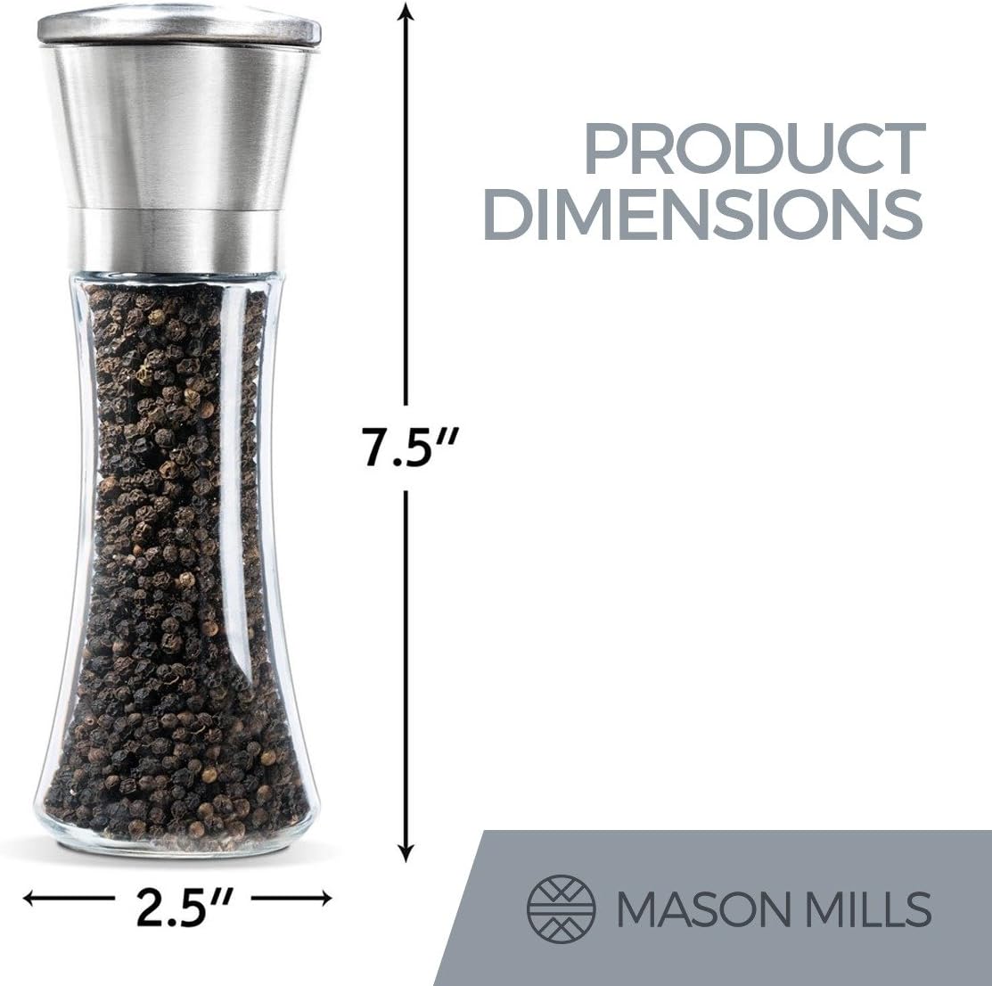 Mason Mills Stainless Steel Salt Pepper grinder Set