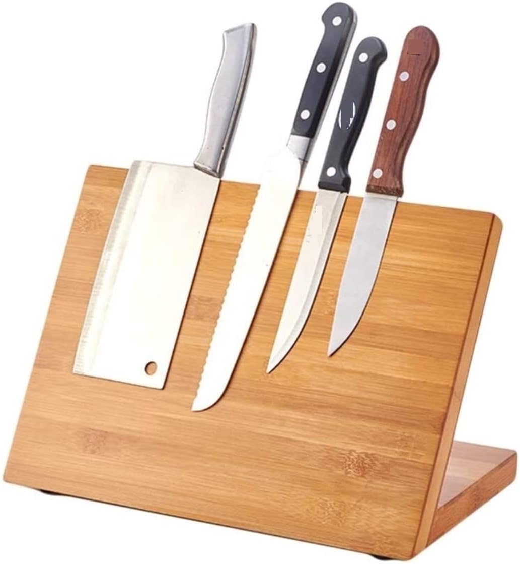 Magnetic Slanted Knife Block Wood Universal Holder