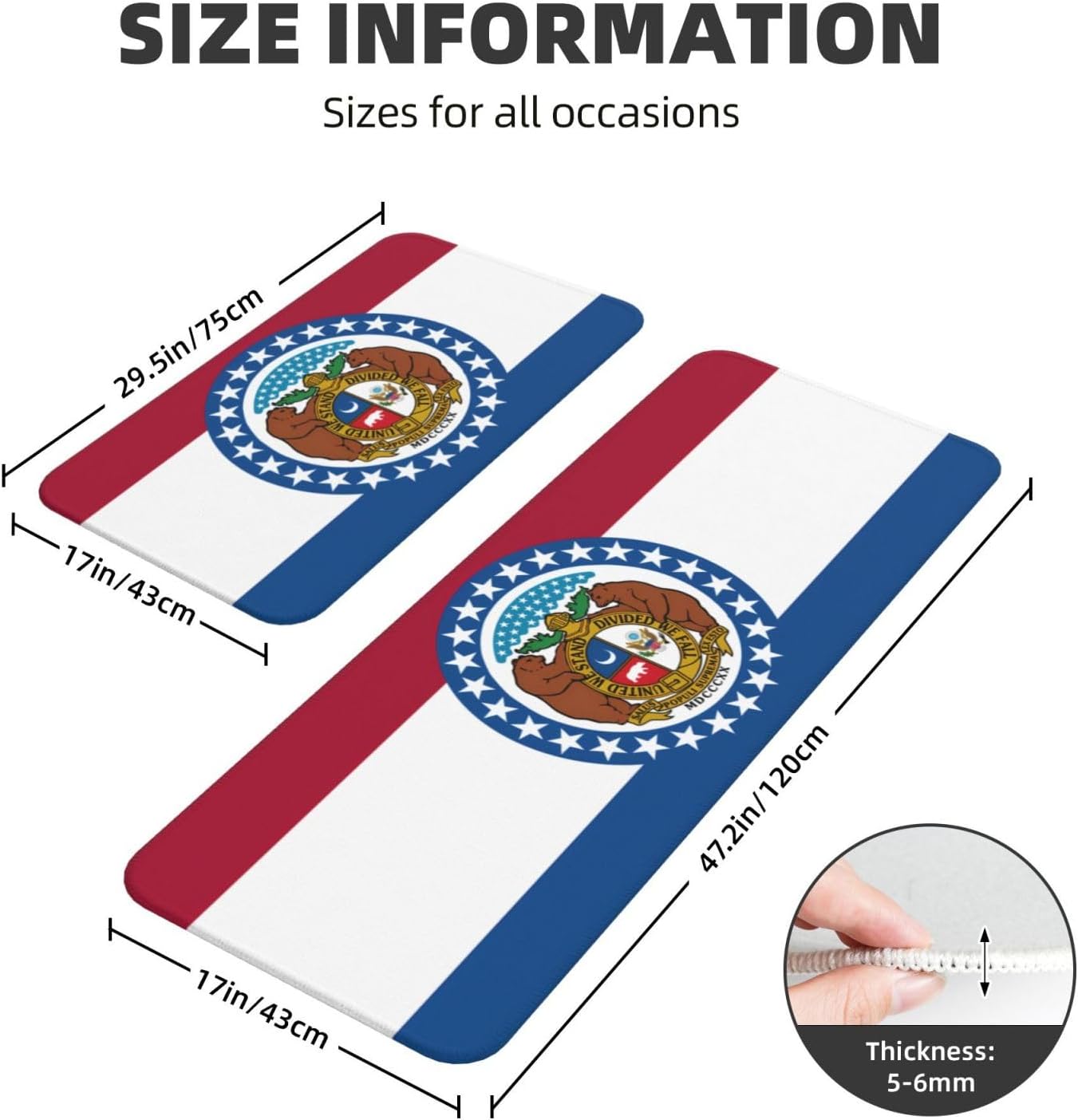 Missouri State Flag Kitchen Rugs 2-Pack