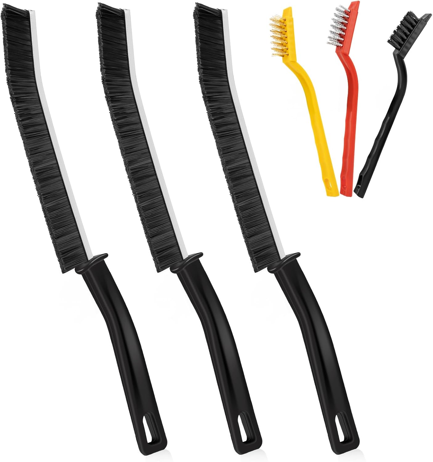 6-Piece Set of Hard Bristle Crevice Cleaning Brushes for Home Use