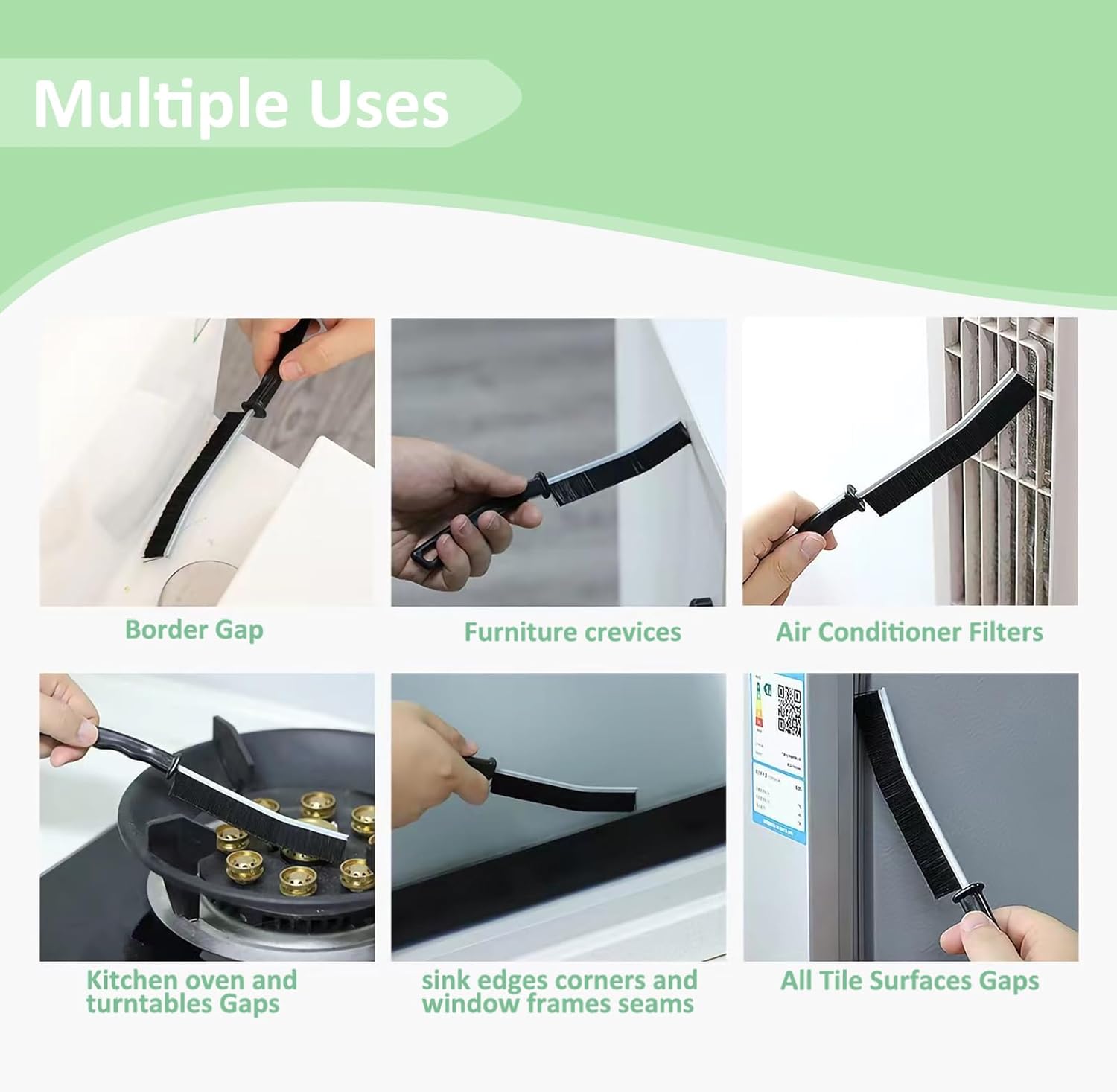 3-Piece Hard Bristle Crevice Cleaning Brush Set USA