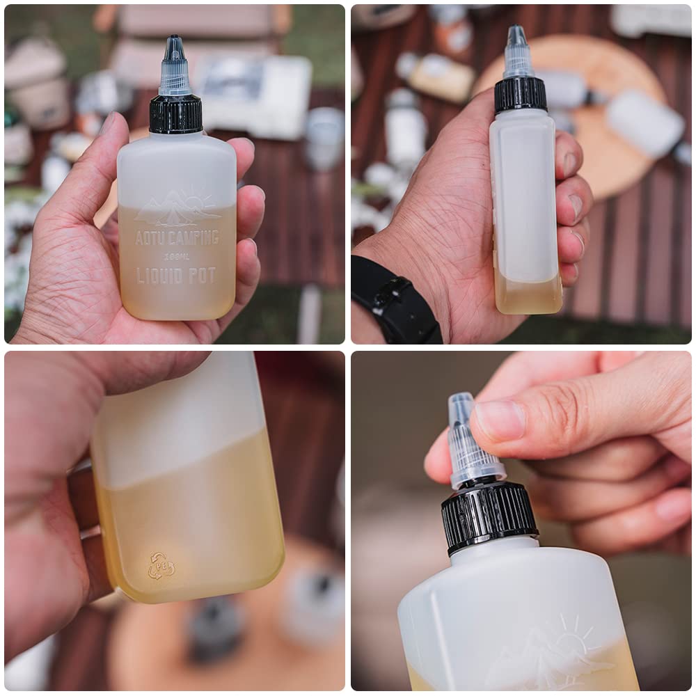 Heiou 4-Pack Outdoor Condiment Bottles Camping BBQ Picnic Travel Friendly Design