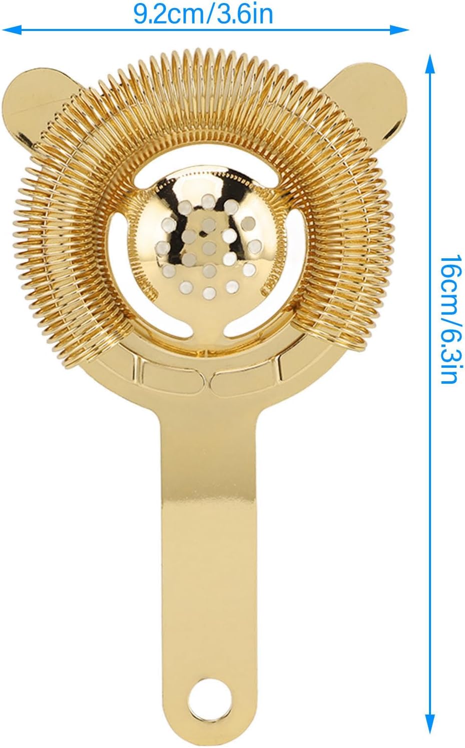 304 Stainless Steel Cocktail Bar Strainer for Home Bars and Restaurants Gold
