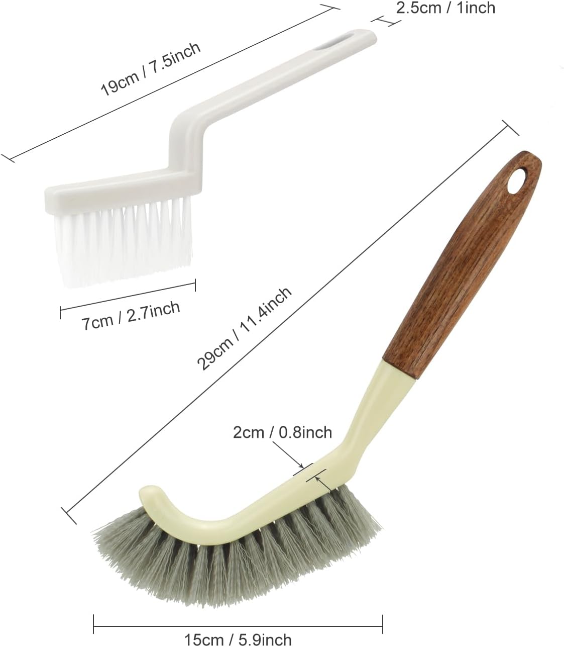 ZIIYAN 2pcs Hard Bristled Crevice Cleaning Brush Set