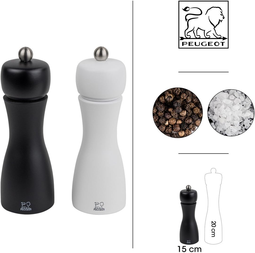 peptide Peugeot Tahiti 8 Inch Black Pepper Mill and White Salt Mill Set
