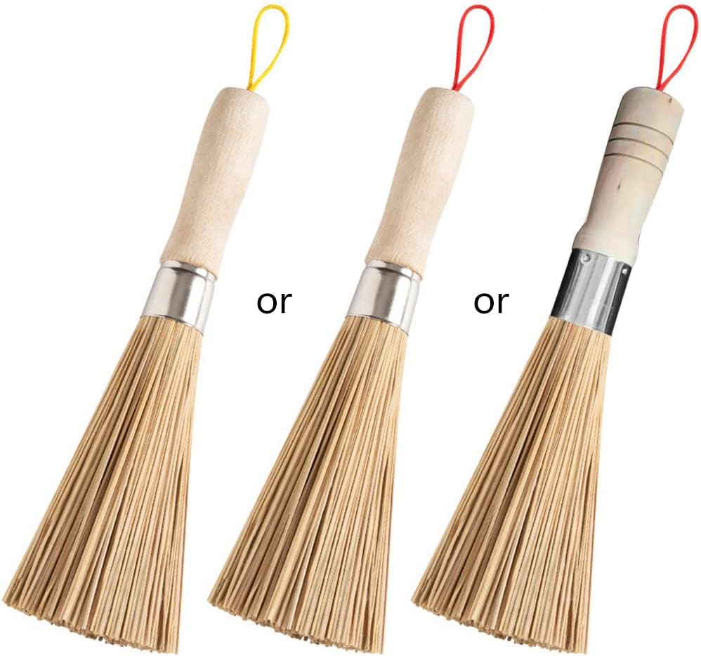 Long Handle Bamboo Pan Brush Non-Stick Kitchen Cleaning Tool with Lanyard Design