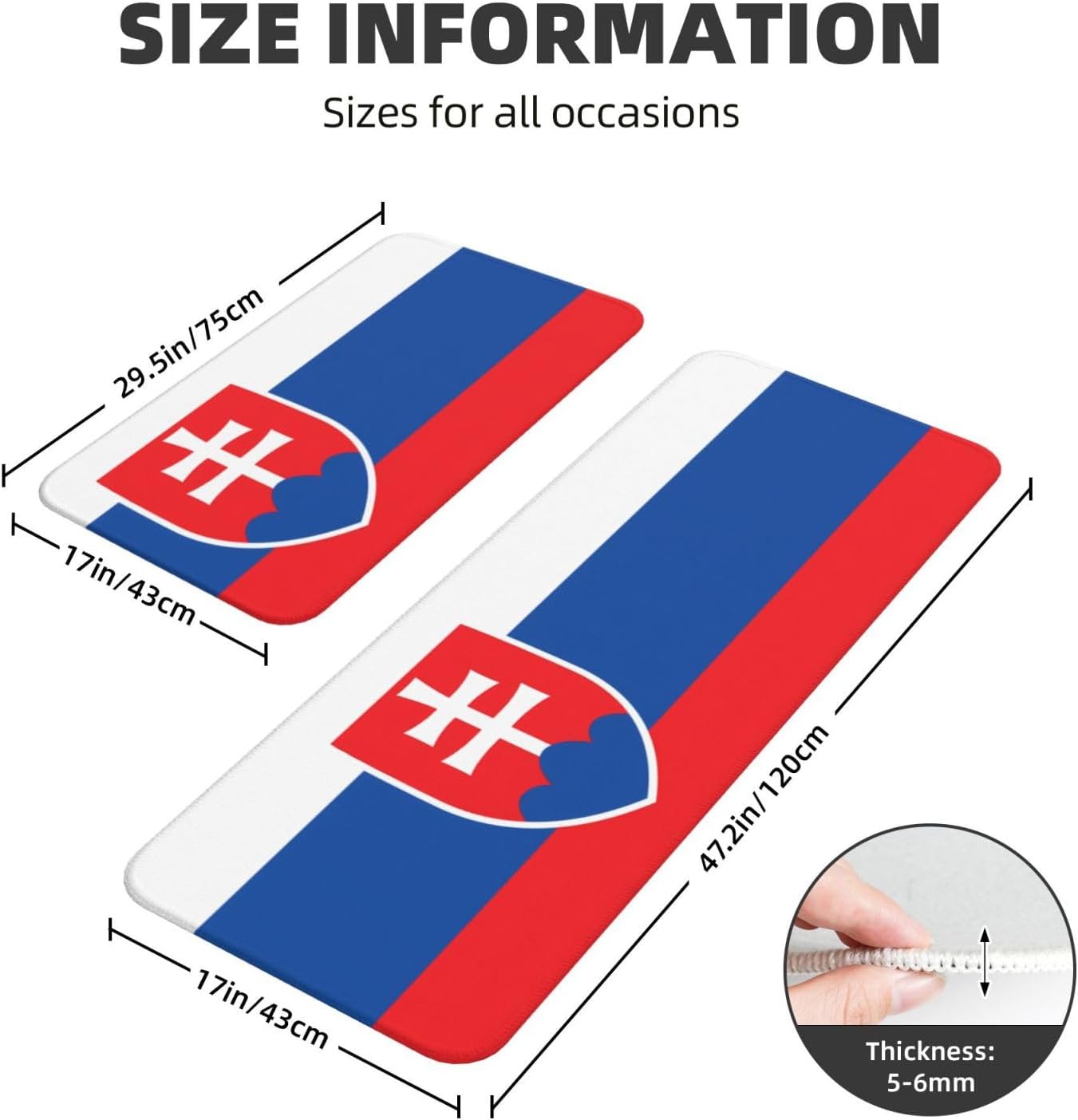 Flag of Slovakia Print Kitchen Mats 2 Sets Non-Slip Waterproof