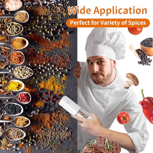 Double-Pack Electric Salt and Pepper Grinder Set with Adjustable Coarseness Warm Light
