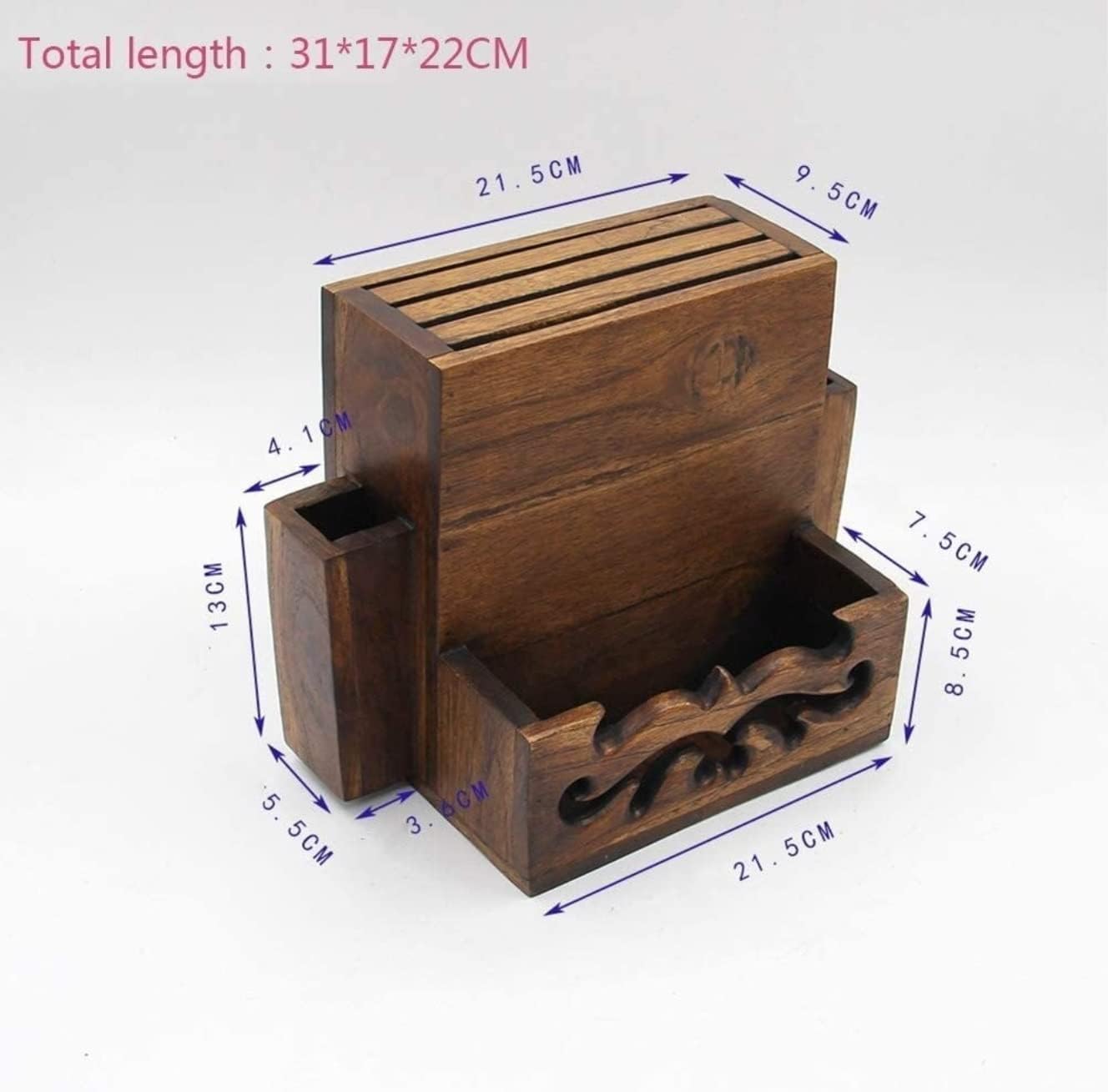 Rutavm Kitchen Knife Holder Wooden Tool Storage Rack for Countertops