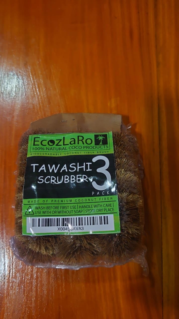 EcozLaRo 3-Piece Tawashi Scrubbers Eco-Friendly Non-Scratch Kitchen Brushes