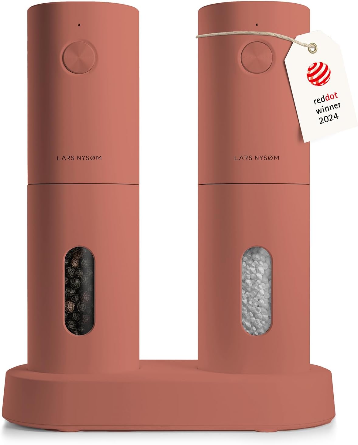LARS NYSM Electric Salt Pepper Mill Set 2 Pieces Brick Red