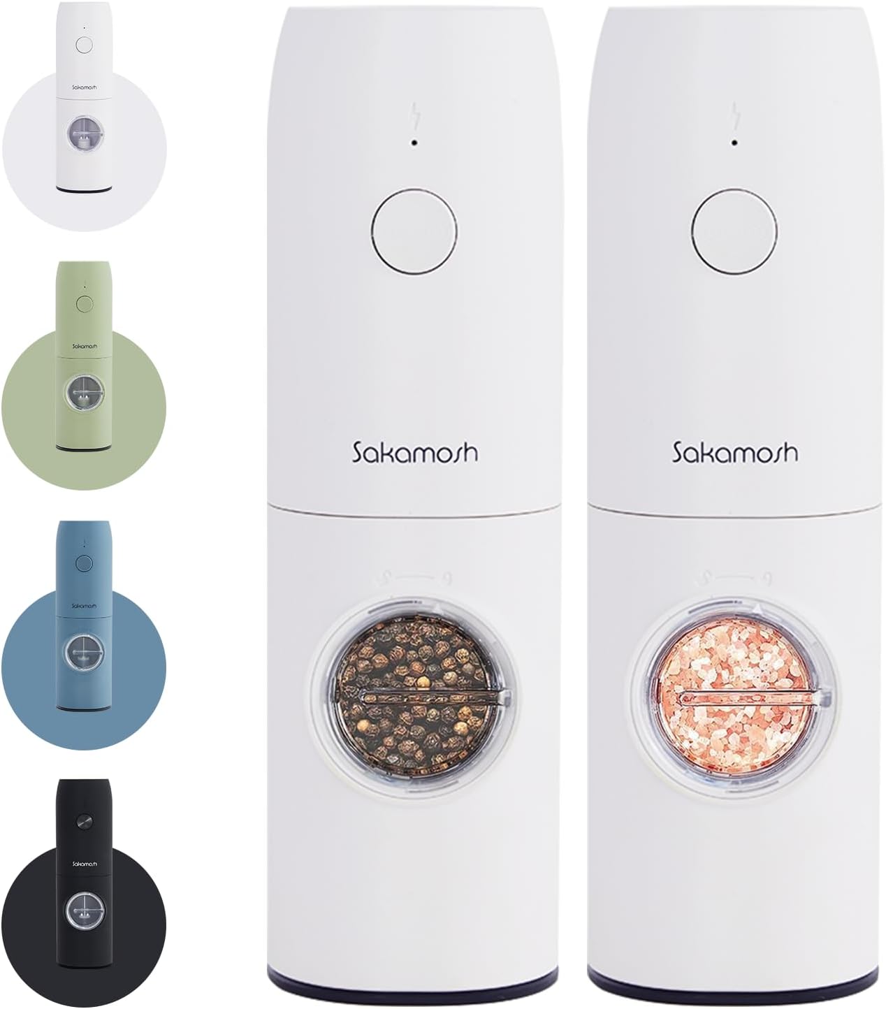 Adjustable Coarseness Rechargeable Salt Pepper grinder Set with LED Lights