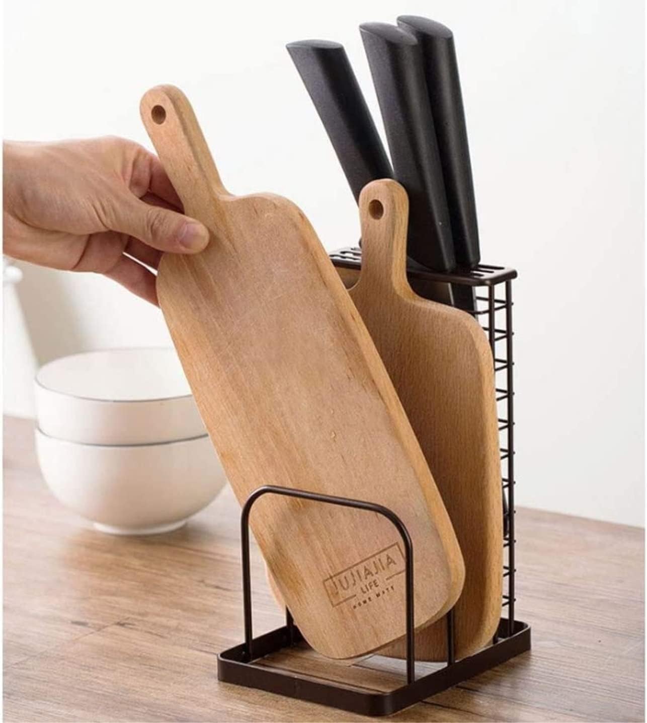 Sturdy Wrought Iron Knife Holder for Countertops