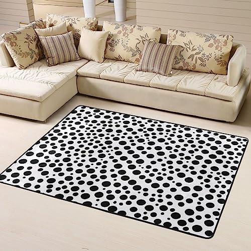 Black White Dots 63x48in Floor Mat