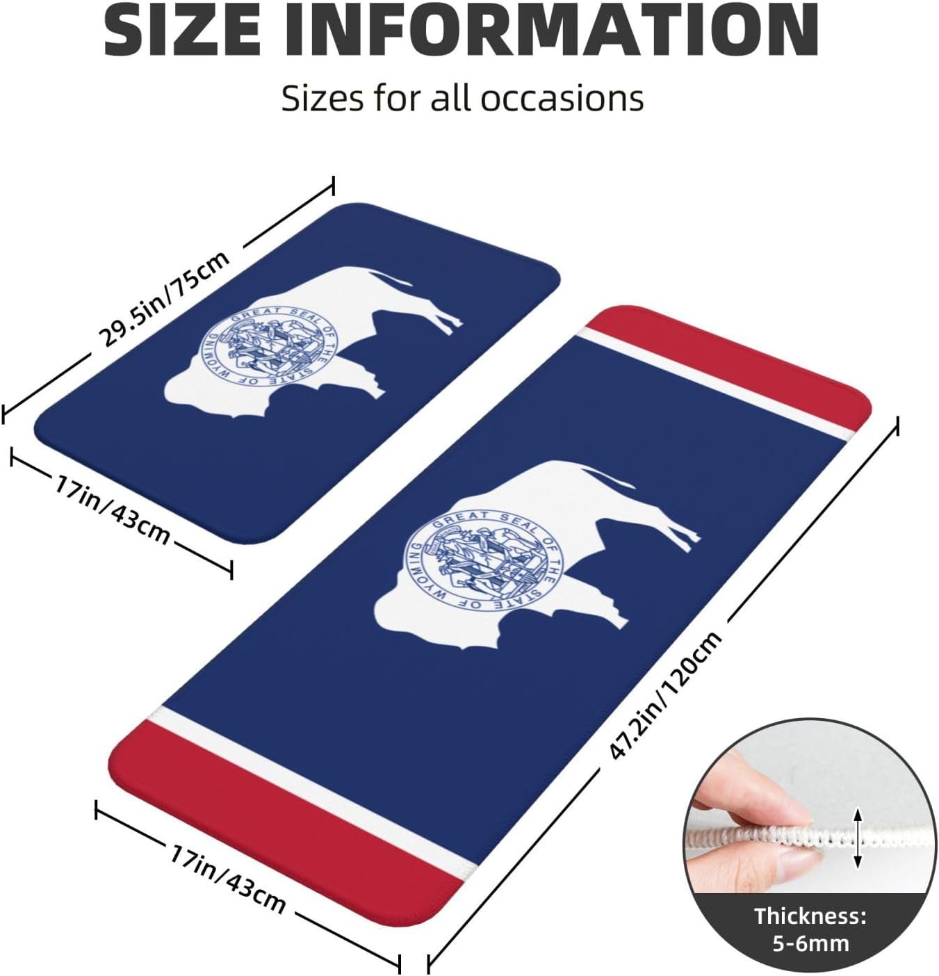 Comfort Durable Wyoming State Flag Kitchen Mats