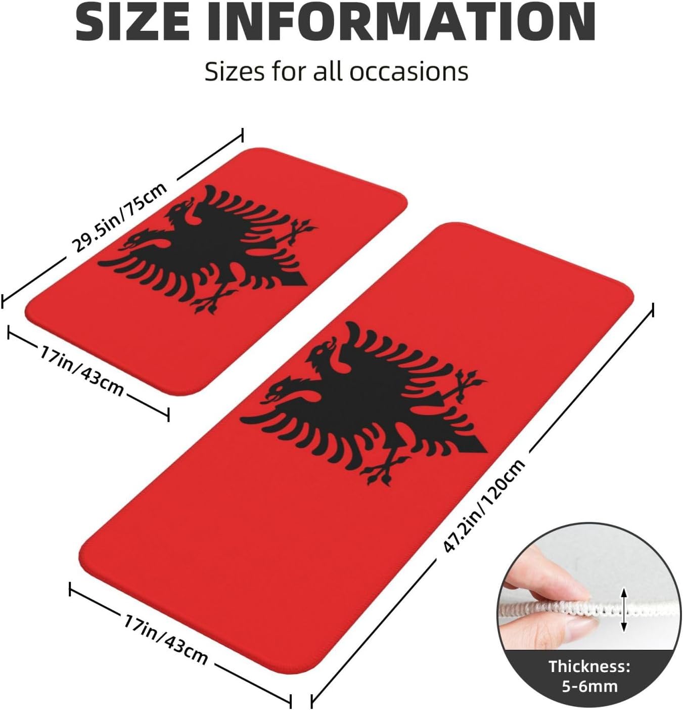 Albanian Flag Kitchen Mat 2-Pack
