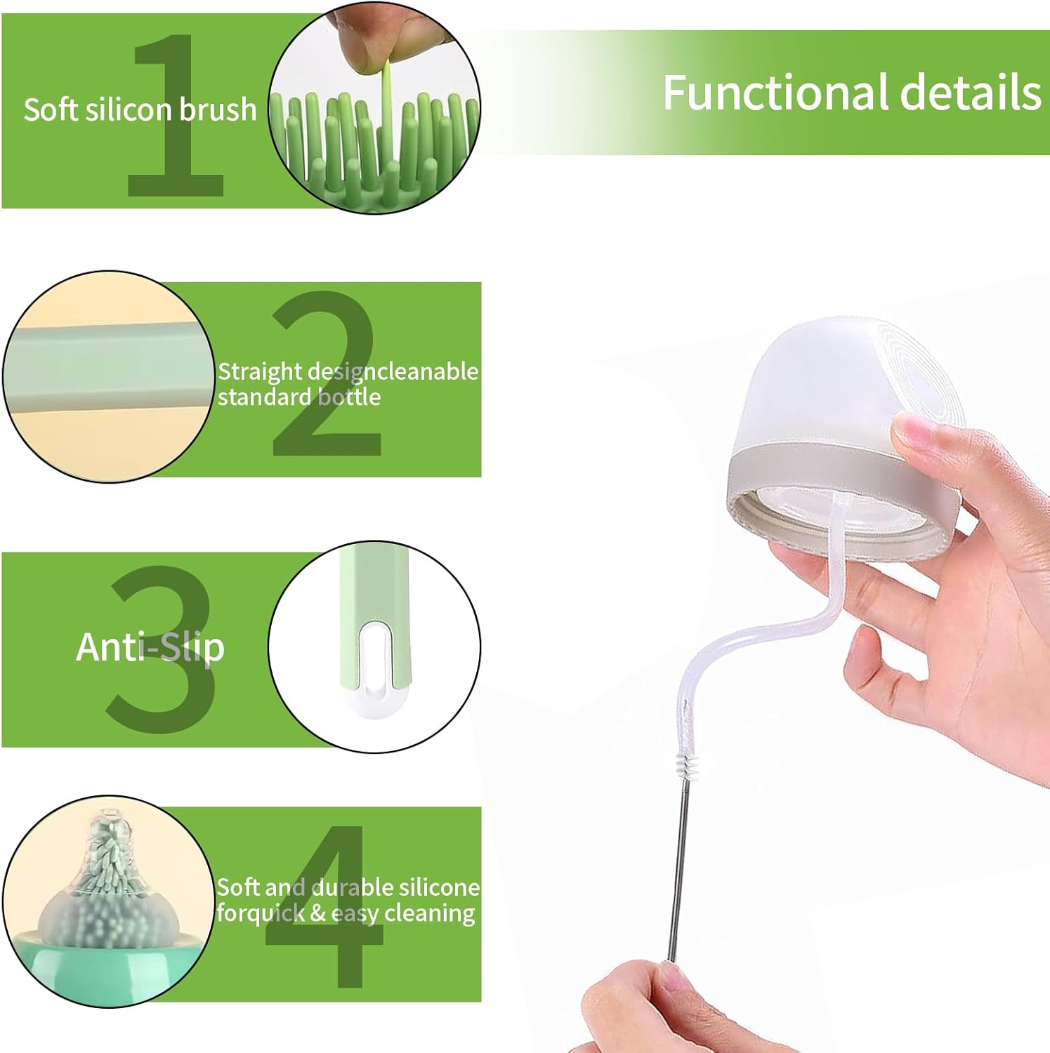 Silicone Bottle Brush Set for Easy Cleaning