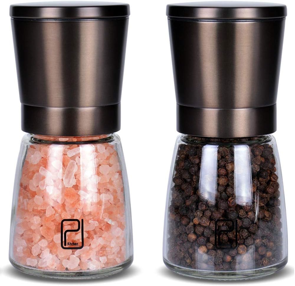 PJCKitchen Black Stainless Steel Salt and Pepper Grinder Set