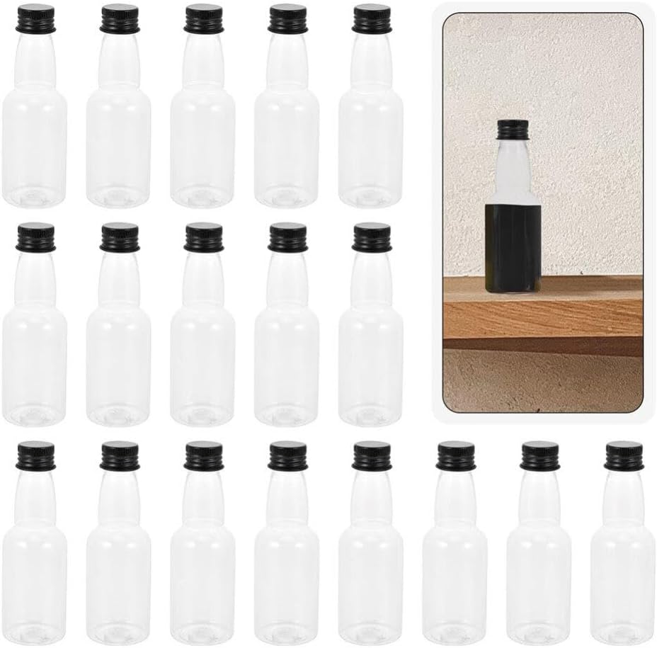 20pcs Transparent Mini Juice Bottles with Caps for Home and Kitchen Use