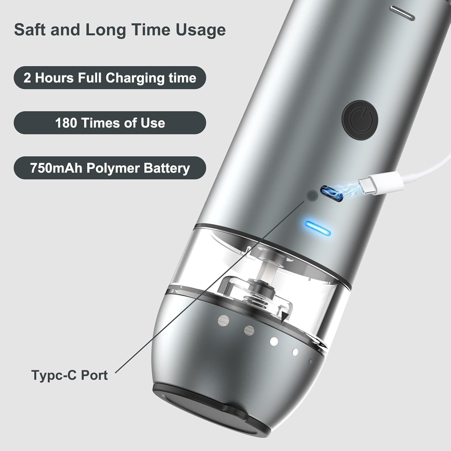 Electric Salt and Pepper Grinder Set with Dual Heads