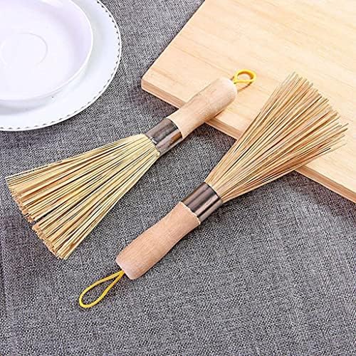 Long Handle Bamboo Pan Brush Non-Stick Kitchen Cleaning Tool with Lanyard Design