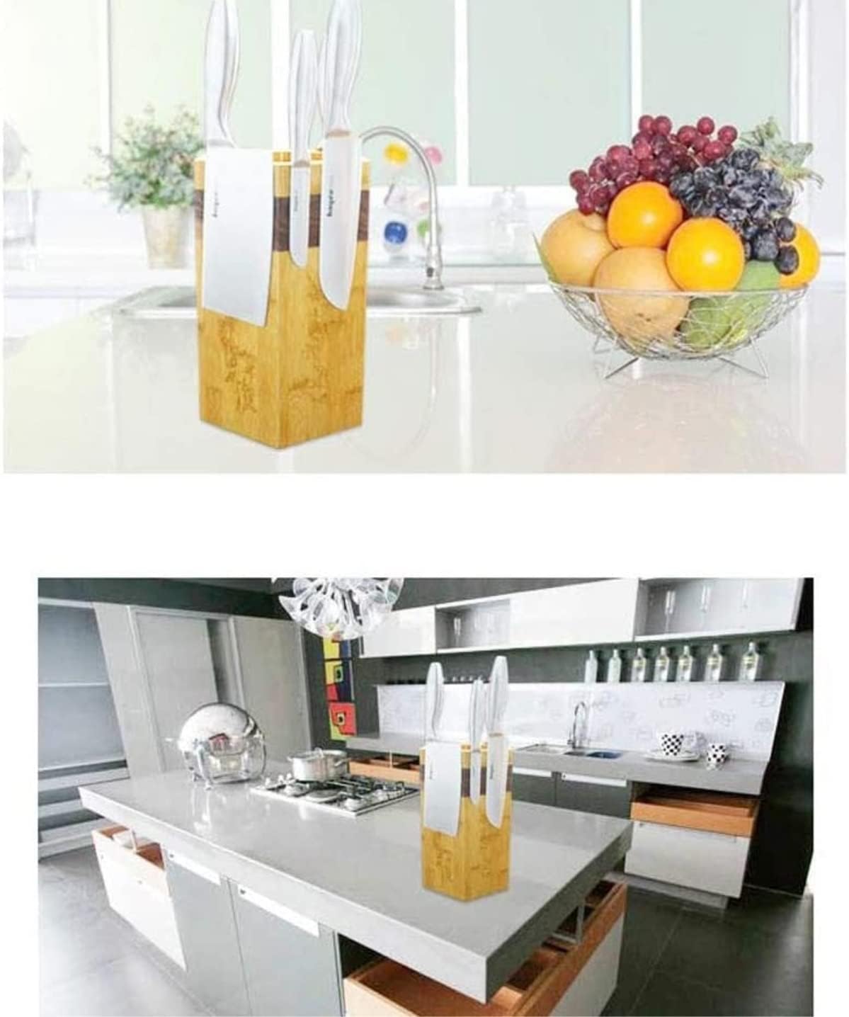 Zaego Magnetic Bamboo Knife Holder Set