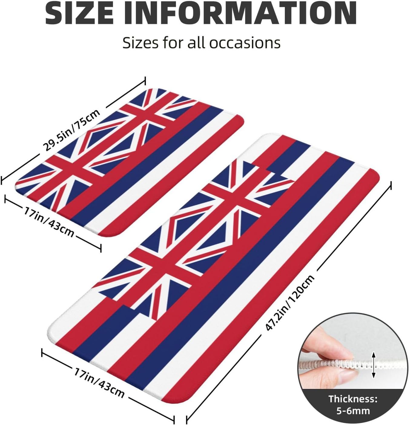 Hawaii Flag Kitchen Mat Set