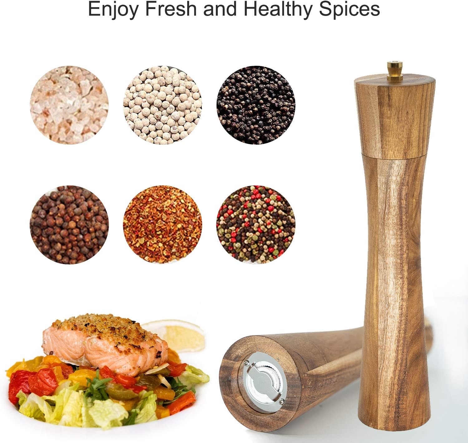 Elegant Acacia Wooden Pepper Grinder Salt Mill