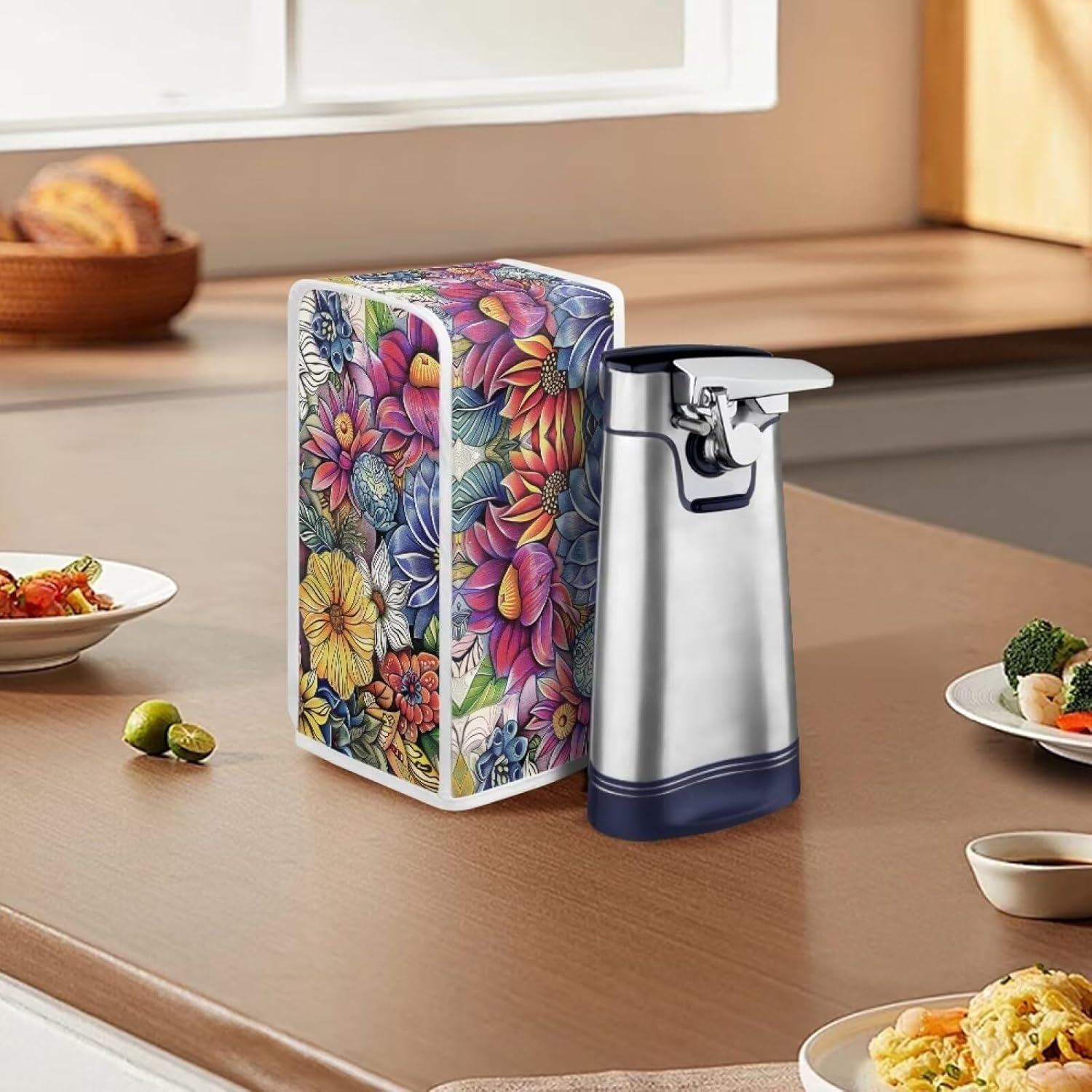 ZUXONGSY Bohemian Flower Can Opener Cover Durable Stylish Electric Can Opener Dust Cover